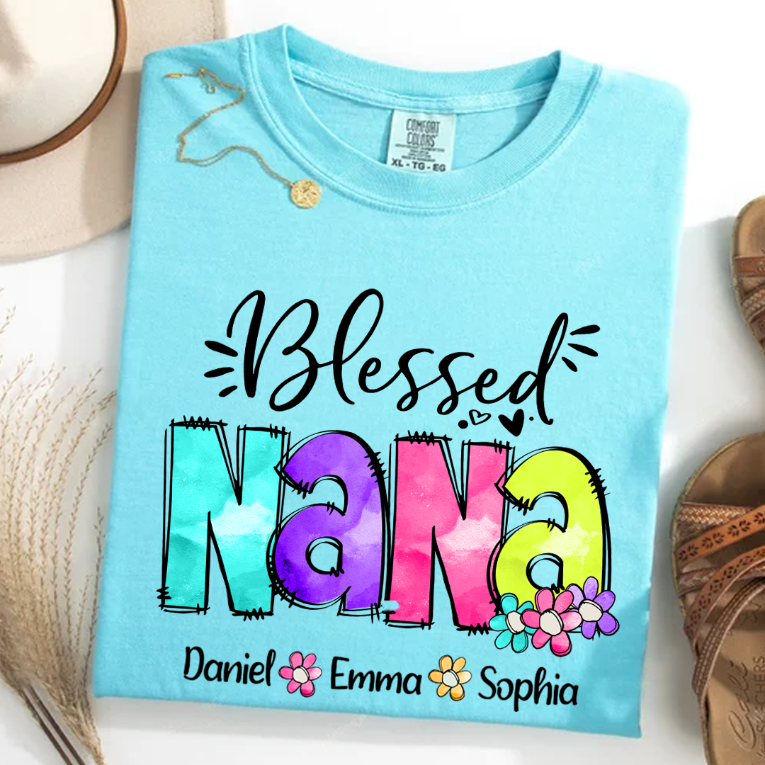 Comfort Colors® Blessed Nana Watercolor T-Shirt, Gift For Grandma T-Shirt