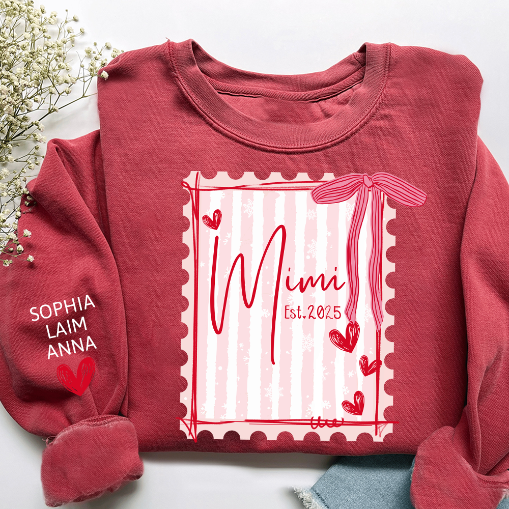 Custom Mimi Pullover, 6 7 Back Print with Grandkids’ Names