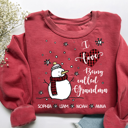 Personalized Christmas Snowman I Love Being Grandma Sweatshirt, Gifts for Grandma and Kids