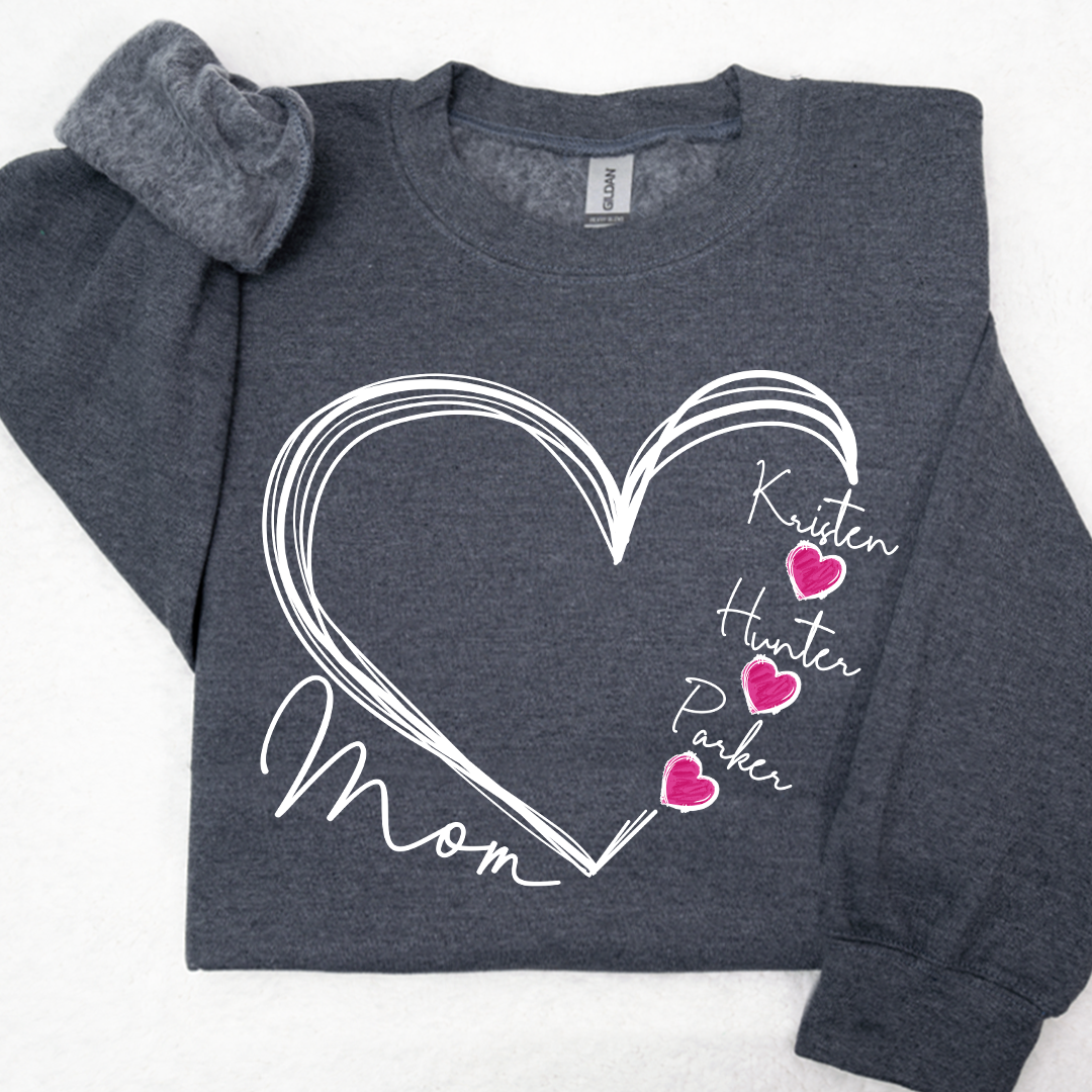 Custom Heart Mom And Kids Valentine's Day LTP01 Sweatshirt
