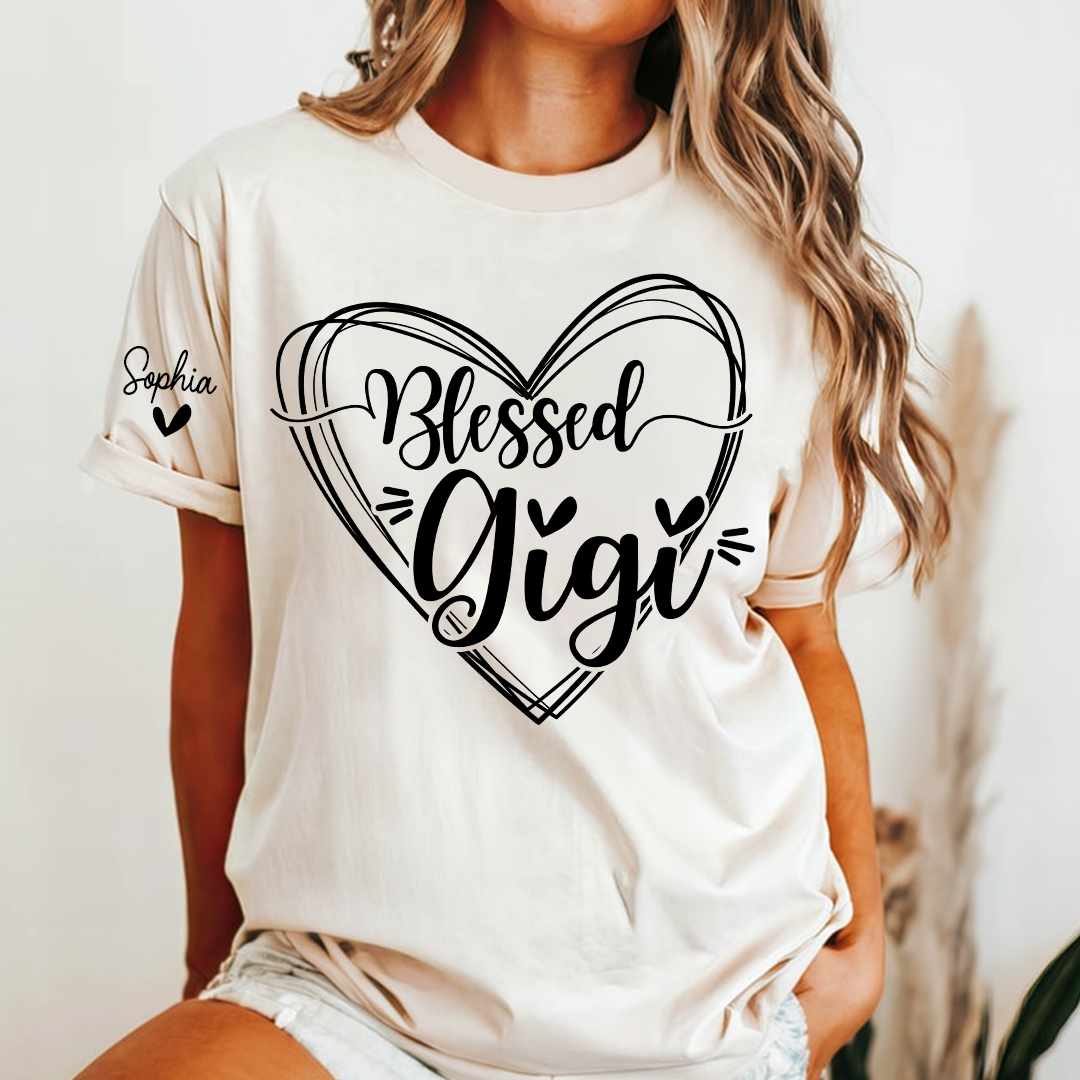 Custom Gigi Heart Tshirt, Personalized For Grandma And Little Ones