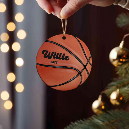 Custom Sports Christmas Acrylic Ornament, Personalized Name Christmas Tree Decor Gift For Sports Fans