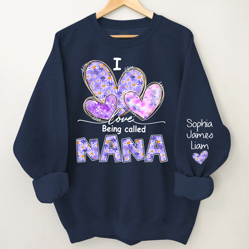 I Love Being Called Nana Purple Sweatshirt – Personalized Nana Shirt With Grandkids Names