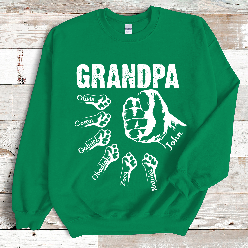 Personalized Grandpa with Grandkids Hand to Hands Sweatshirt