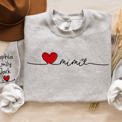 Gigi Heart Personalized Sweatshirt, Custom Grandma Gift with Kids