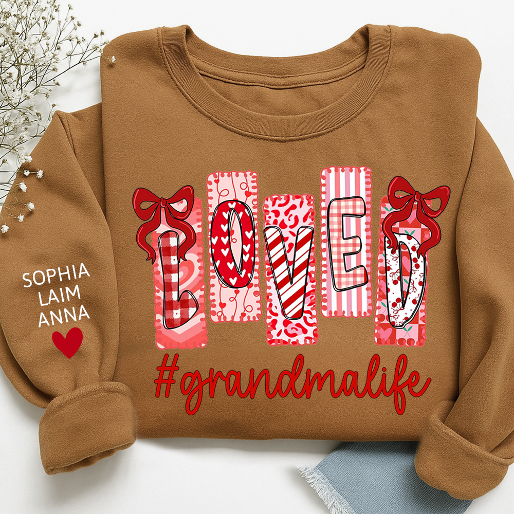 Personalized Love Grandma Life Sweatshirt, Custom Valentine Heart Design
