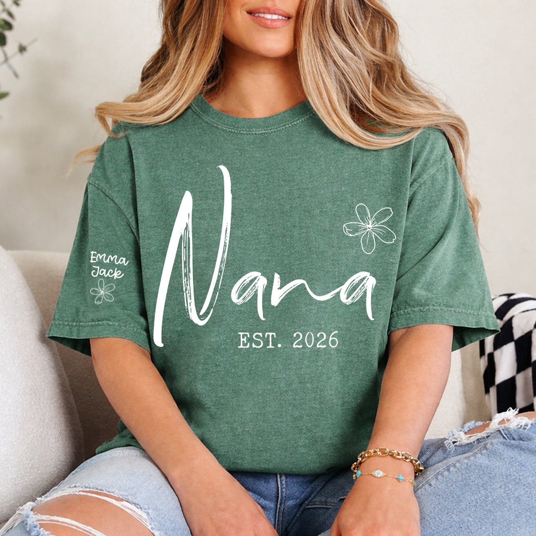 Custom Nana T Shirt Est 2026, Personalized Grandma Shirt, Minimalist Nana Name Tee, Family Gift for Nana from Grandkids