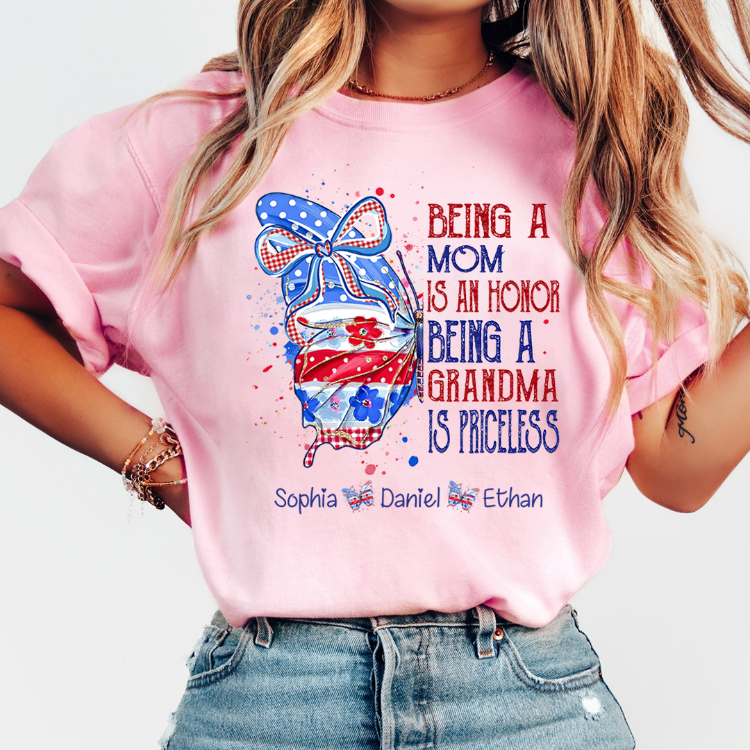 Custom Lovely Butterfly Bow Design With The American Flag, A Personalized Gift For Mom On Independence Day, July 4th