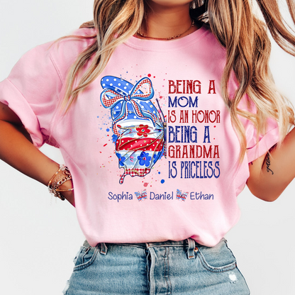 Custom Lovely Butterfly Bow Design With The American Flag, A Personalized Gift For Mom On Independence Day, July 4th