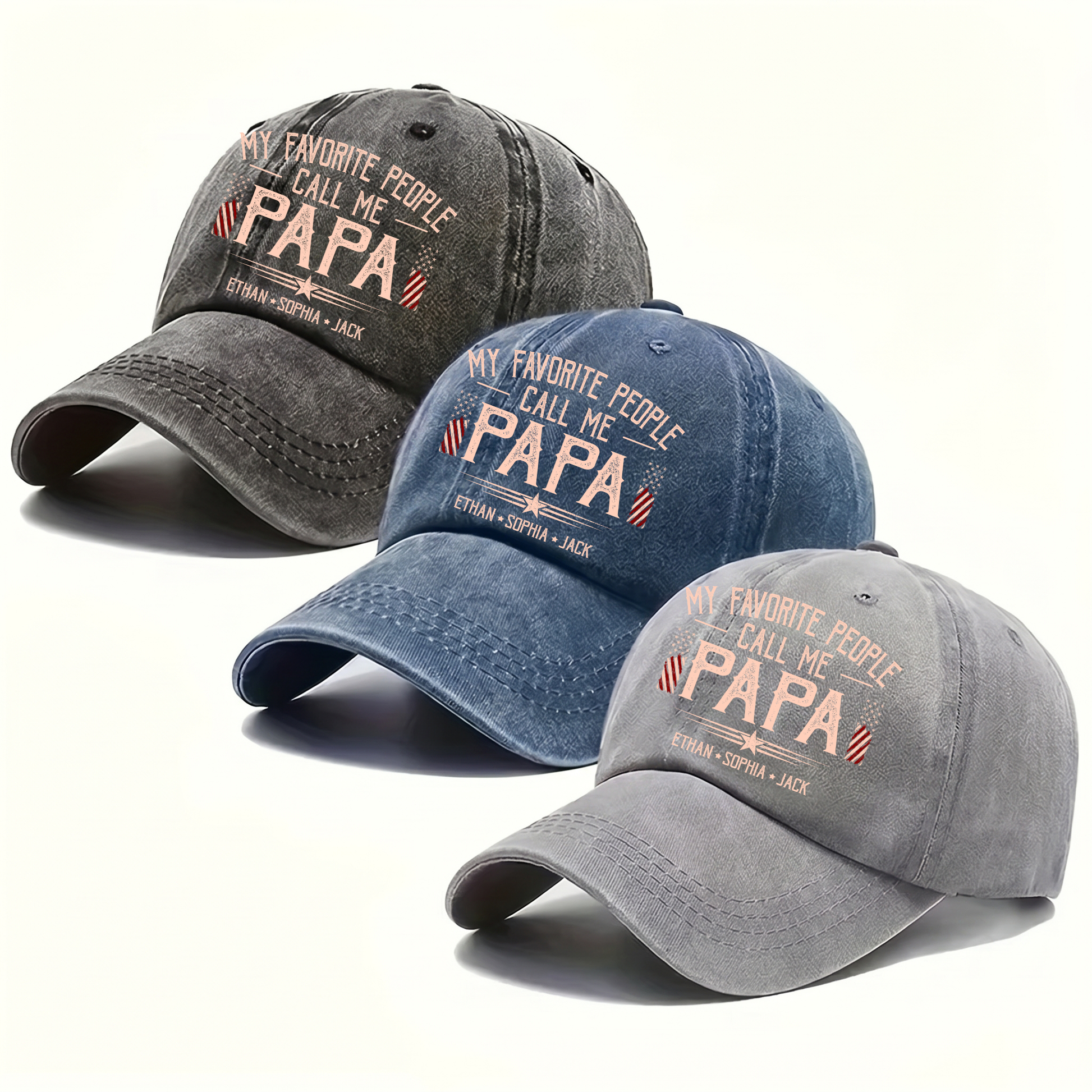 My Favorite People Call Me Grandpa Hat, Funny Grandpa Baseball Cap, Patriotic American Flag Gift for Grandfather Dad Papa Fathers Day Birthday Present