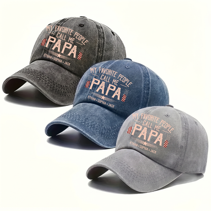 My Favorite People Call Me Grandpa Hat, Funny Grandpa Baseball Cap, Patriotic American Flag Gift for Grandfather Dad Papa Fathers Day Birthday Present