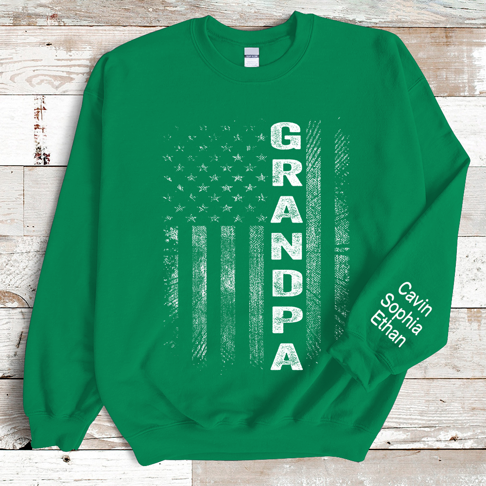 Custom Grandpa Flag With Grandkids Sweatshirt