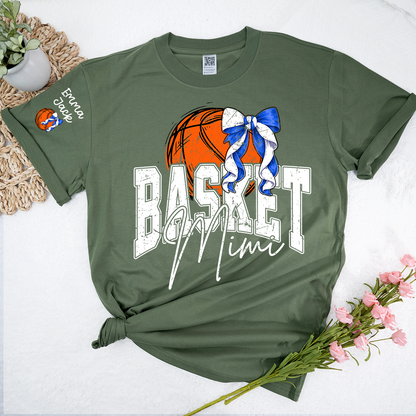 Basketball Mimi Shirt Personalized with Grandkids Names, Custom Basketball Family Tee