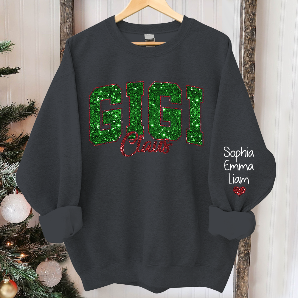 Custom Gigi Claus Green Christmas And Kids Sweatshirt