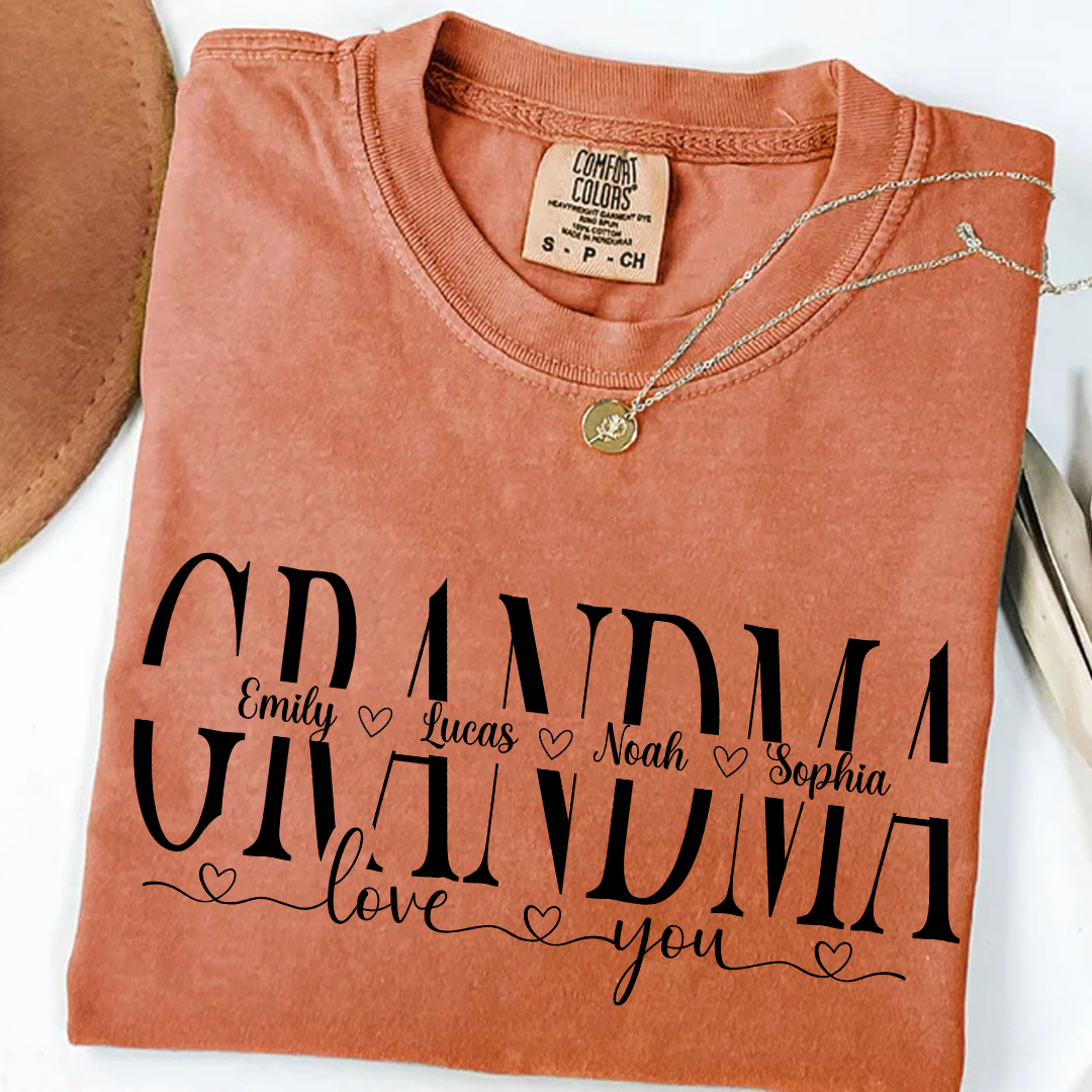Personalized Grandma Shirt with Grandkids' Names - Comfort Colors T-Shirt