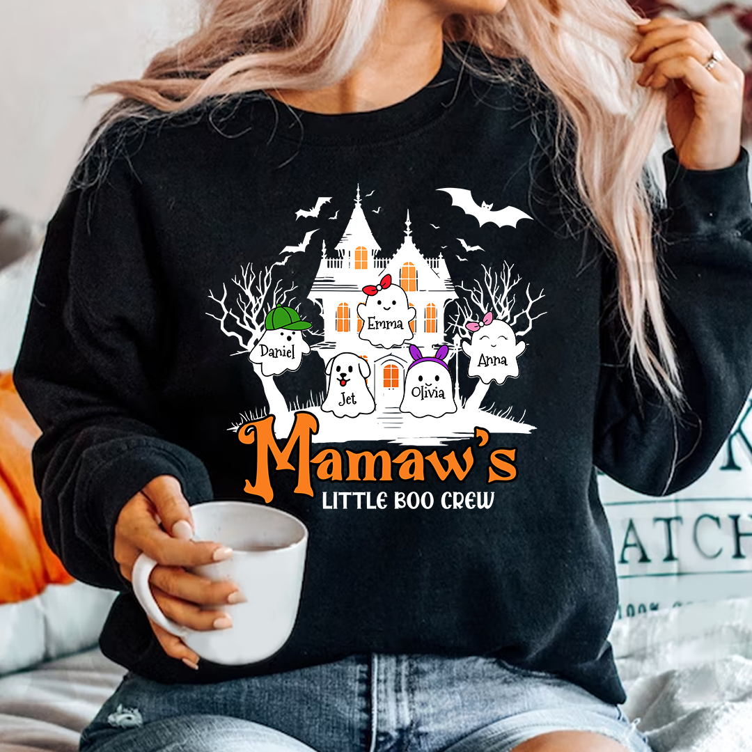 Comfort Colors® Personalized Grandma’s Little Boo Crew Halloween Sweatshirt With Grandkids Names