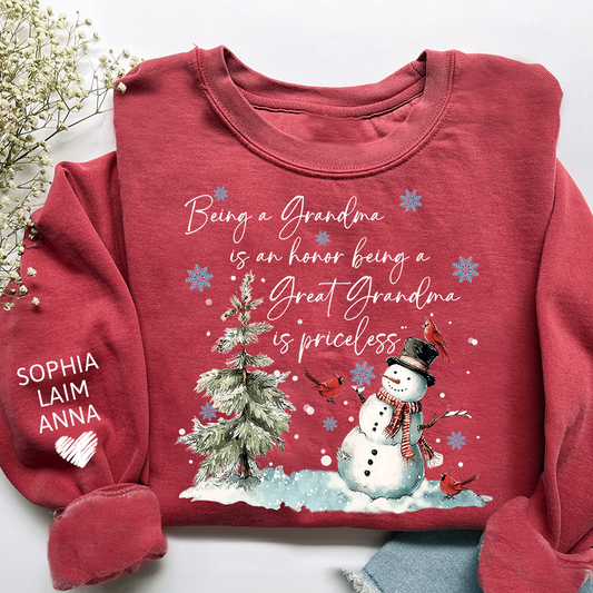Being a Grandma Is an Honor Being a Great Grandma Is Priceless Sweatshirt, For Gift Grandma And Kids