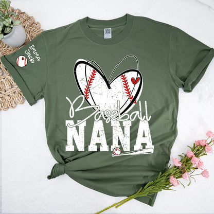 Baseball Nana Shirt, Personalized Family T Shirt with Custom Grandkids Names and Heart Design