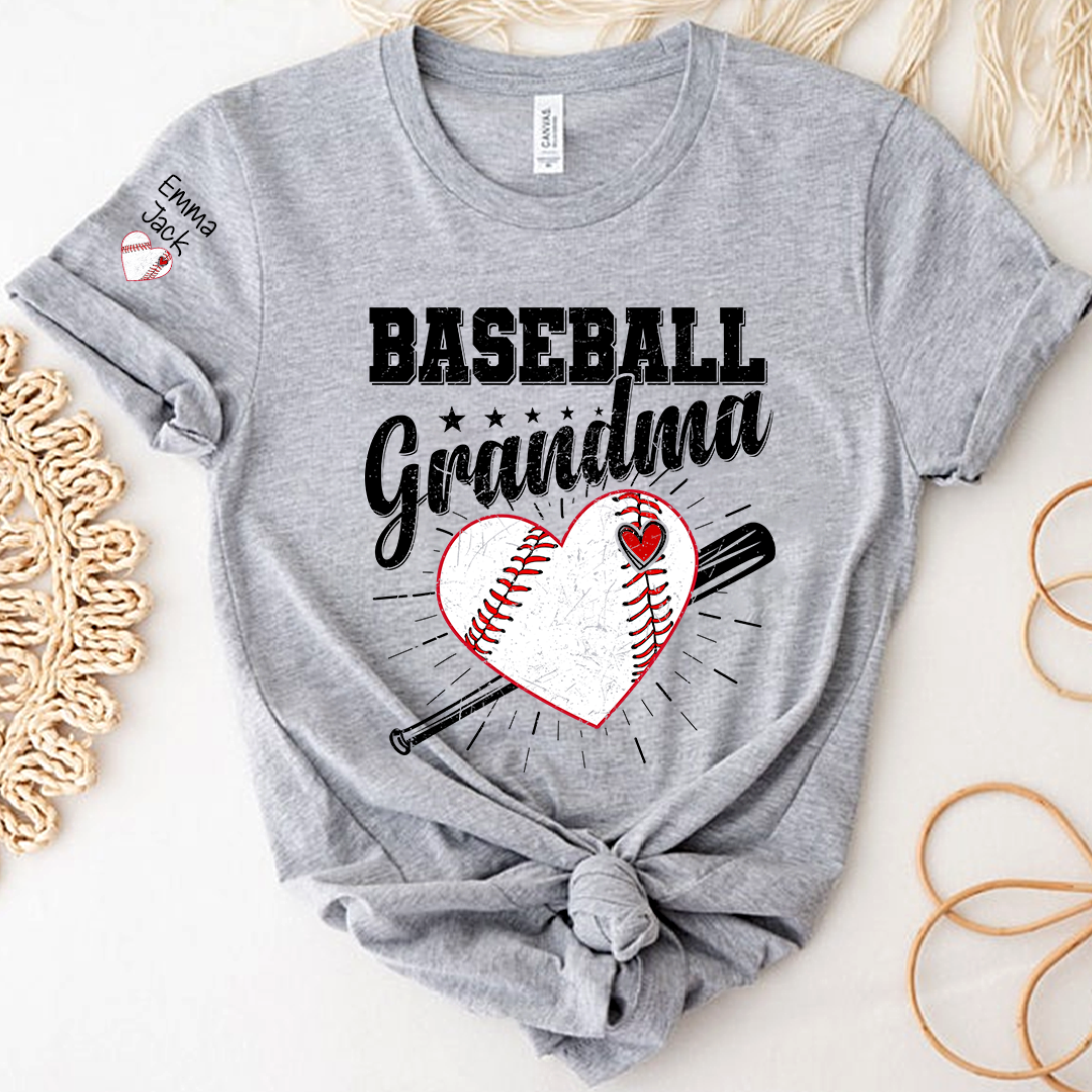 Custom Baseball Grandma T-Shirt, Personalized Family Tee for Baseball Season and Game Days