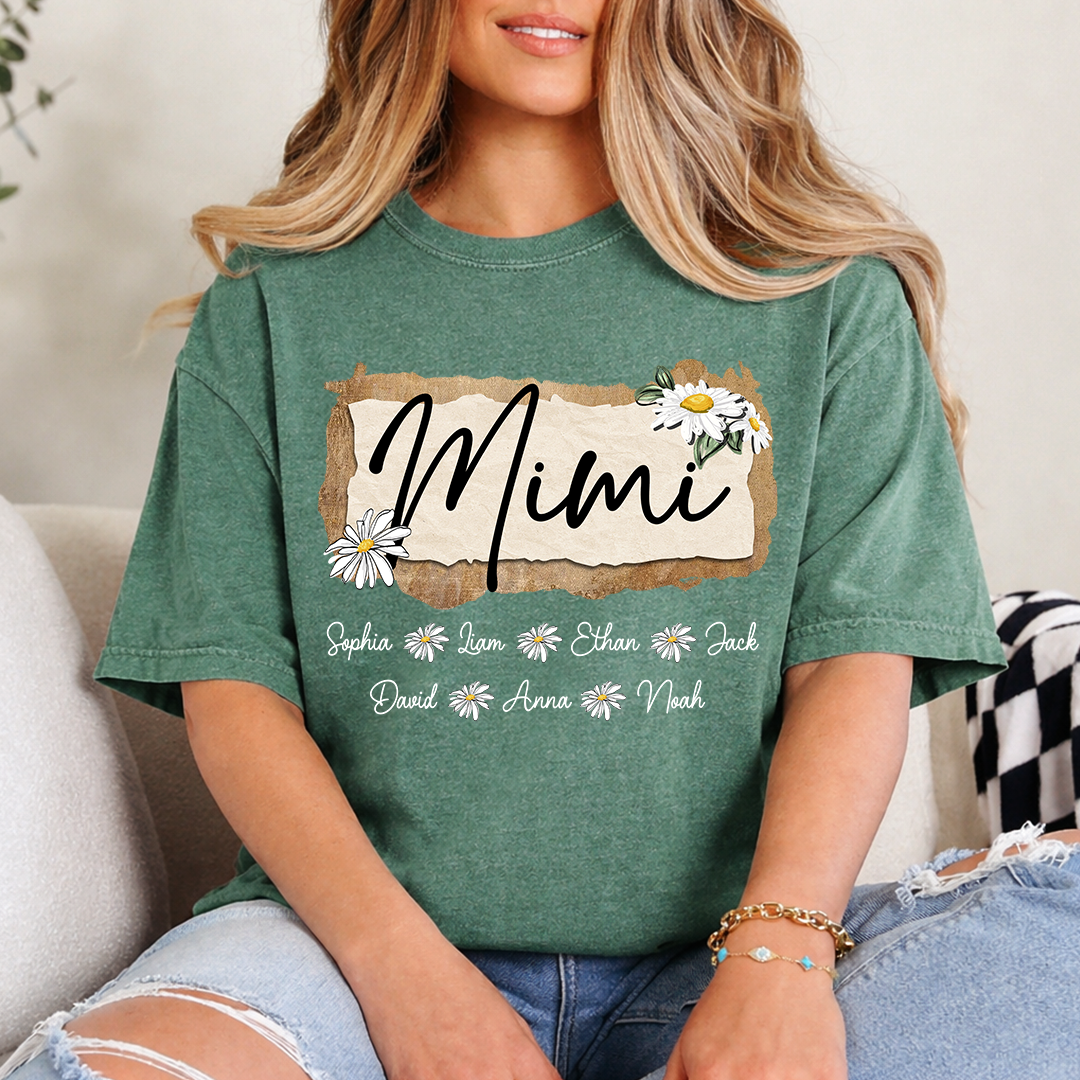 Custom Mimi T-Shirt, Floral Daisy Design,Great Gift for Mimi Grandma And Kids