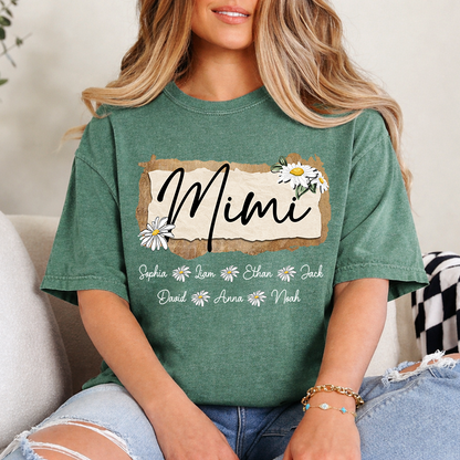 Custom Mimi T-Shirt, Floral Daisy Design,Great Gift for Mimi Grandma And Kids