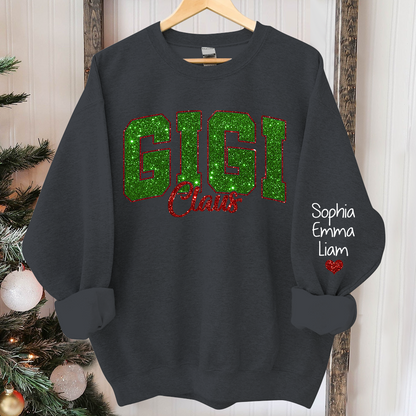 Glitter Gigi Claus Green Christmas And Kids 2014 Sweatshirt