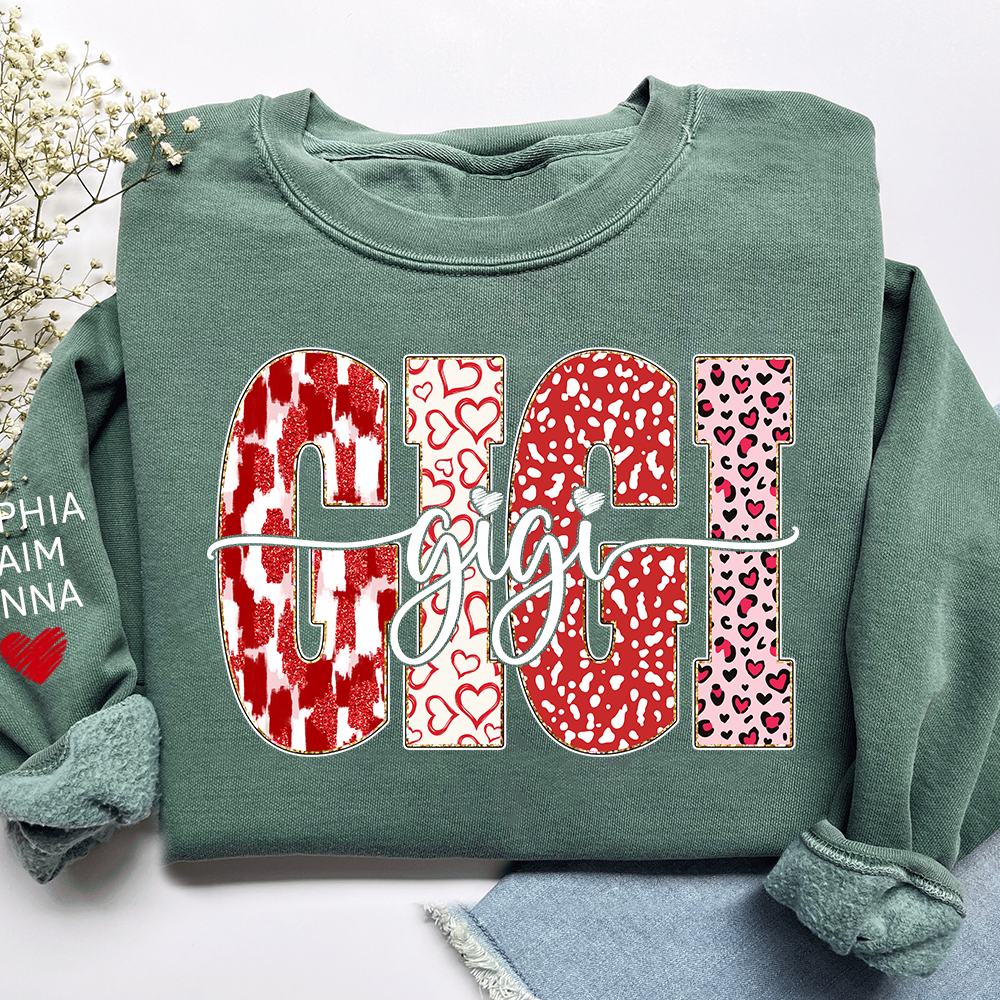 Personalized Valentine Gigi Heart Sweatshirt, Gifts for Grandma And Kids