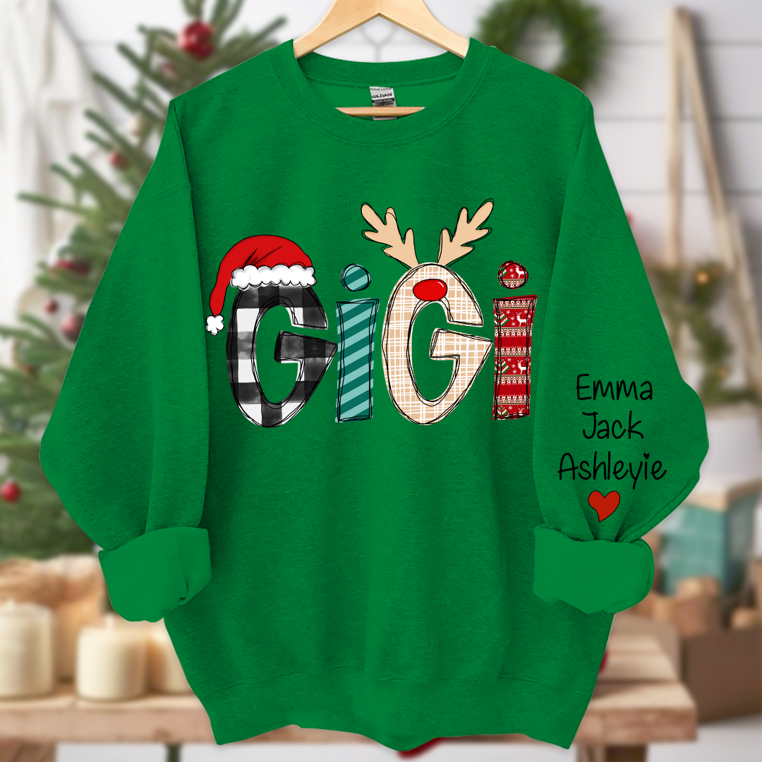 Gigi Grandkids Names  Chrismast Sweatshirt