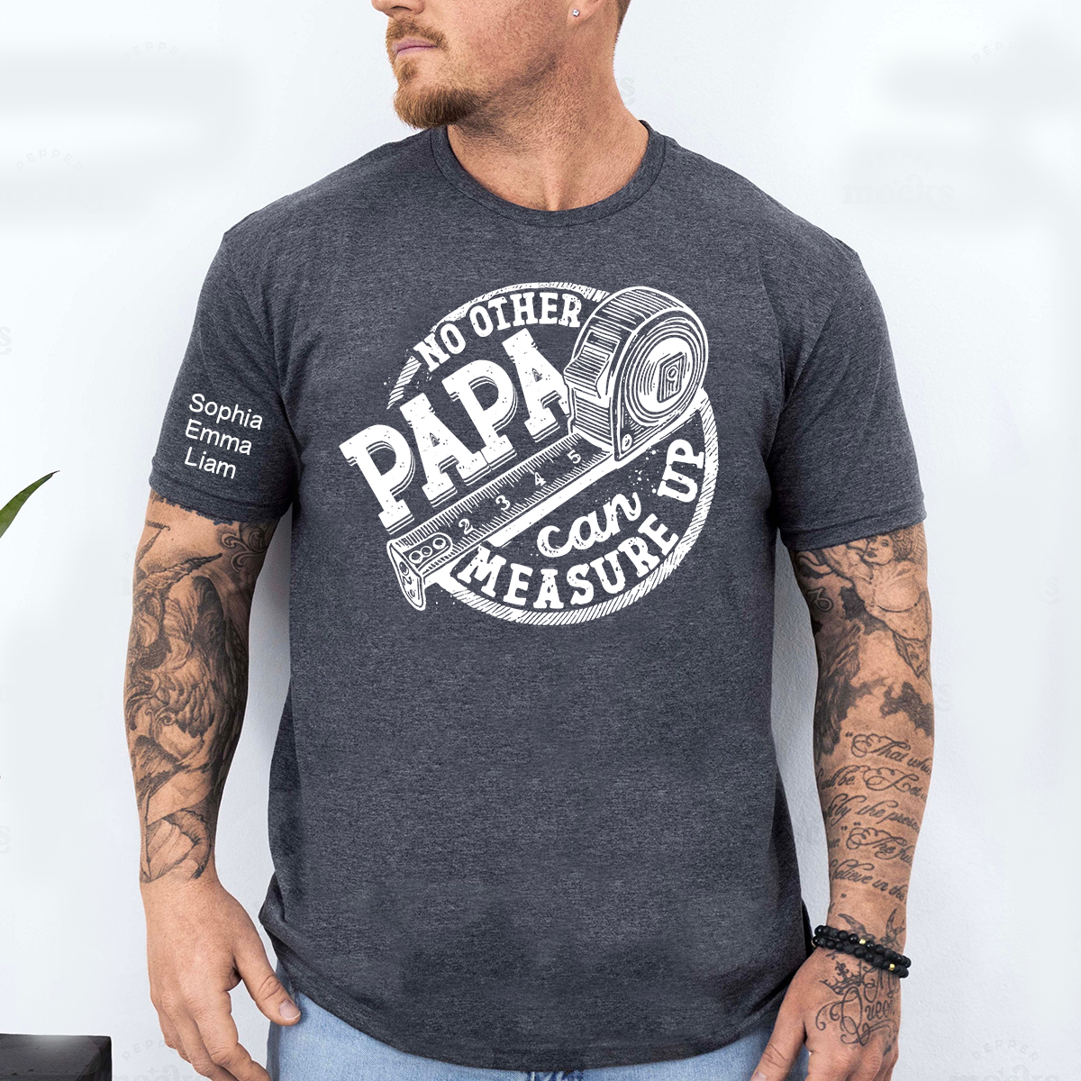 No Other Papa Can Measure Up Shirt, Funny Papa T Shirt With Measuring Tape Graphic