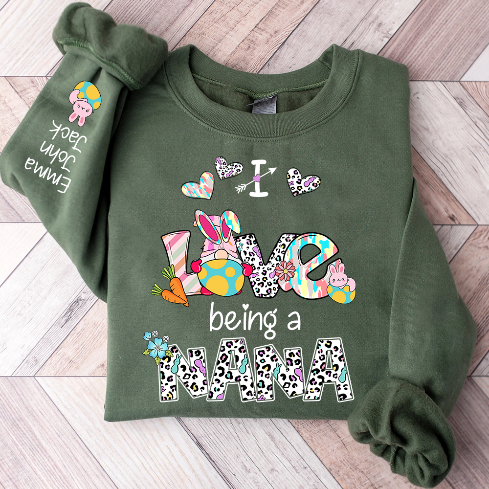 Nana Sweatshirt I Love Being a Nana, Colorful Heart Design Family Style
