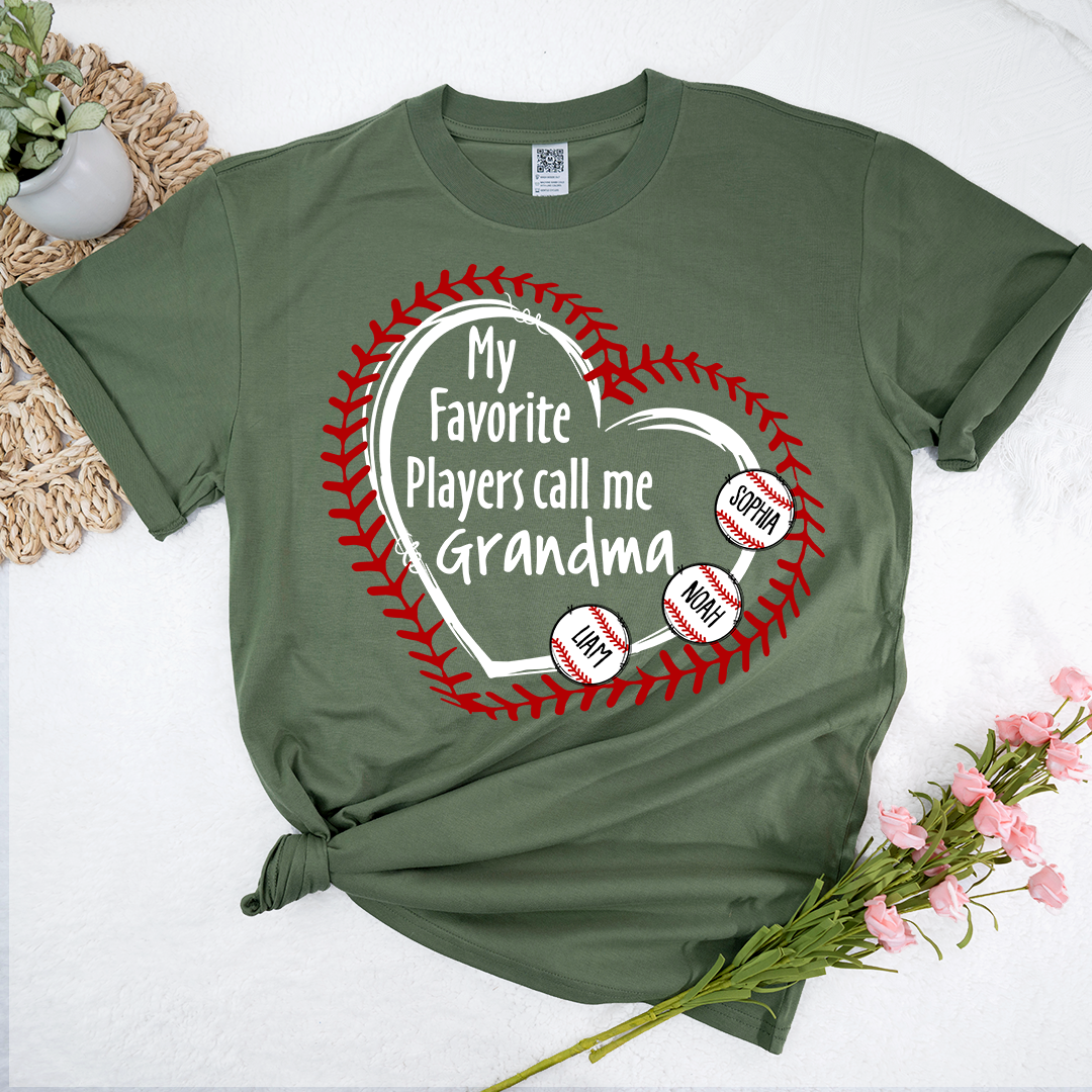 Baseball Mimi T-Shirt My Favorite Players Call Me Design with Custom Names