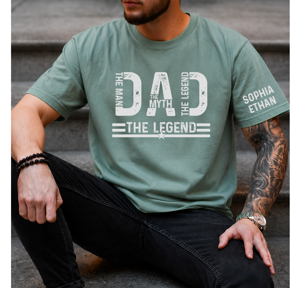 The Man The Myth The Legend Dad T-Shirt – Personalized Custom Name Gift for Daddy Papa Dad
