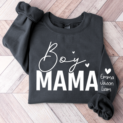 Personalized Boy Mama With Kids, Gift For Mom TH Sweatshirt, Mother's Day Shirt For Mom Mama Mommy