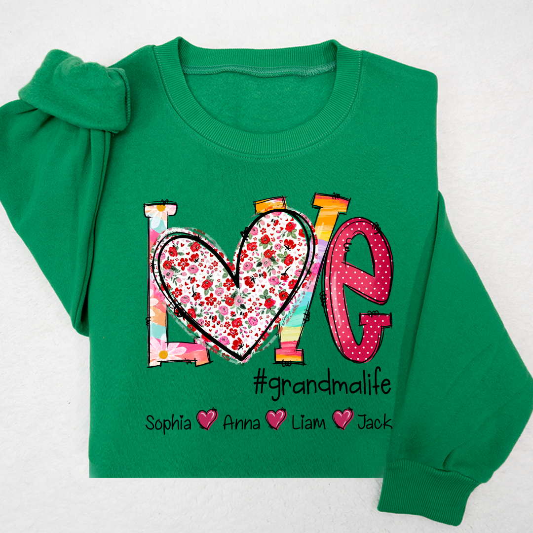 Valentine Heart Custom Name Grandma And Kids LTP01