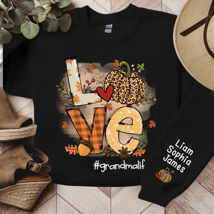 Love Grandma Life Pumpkin Fall Autumn, Custom Grandma And Grandkids, Grandma Gift, Autumn Gift TH Sweatshirt