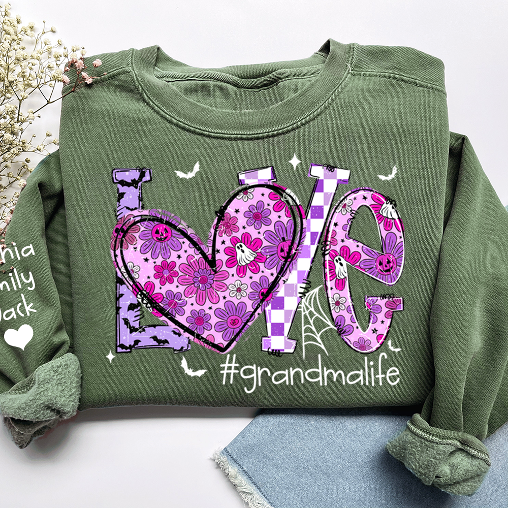 Naughty Halloween Flowers, Personalized Grandma Love Life Pumpkin and Kids
