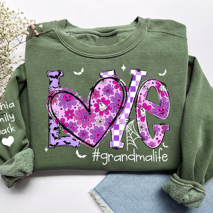 Naughty Halloween Flowers, Personalized Grandma Love Life Pumpkin and Kids