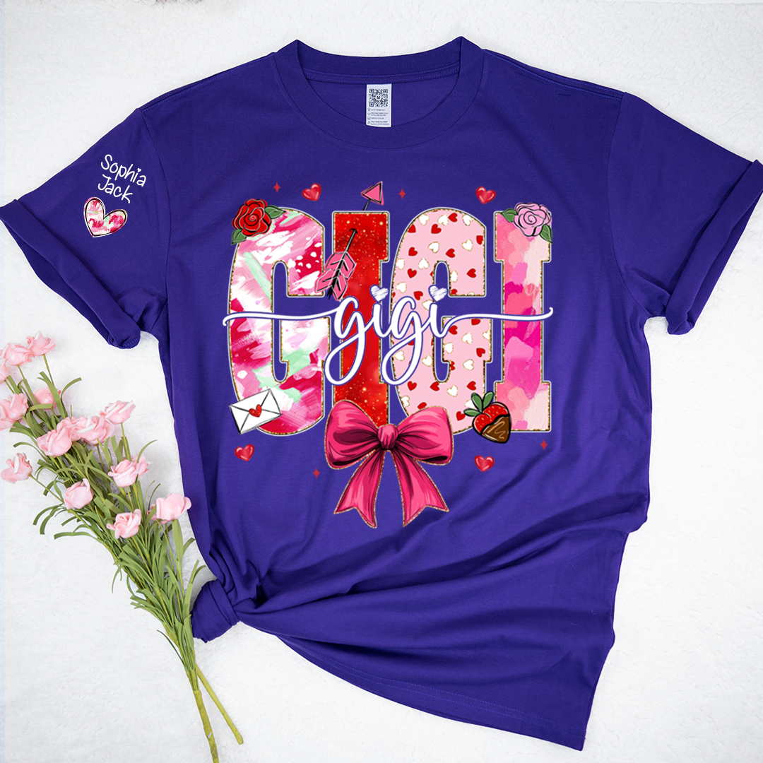 Valentine's Day Gigi T-shirt, Cute Heart Family Love Design For Gift Grandma