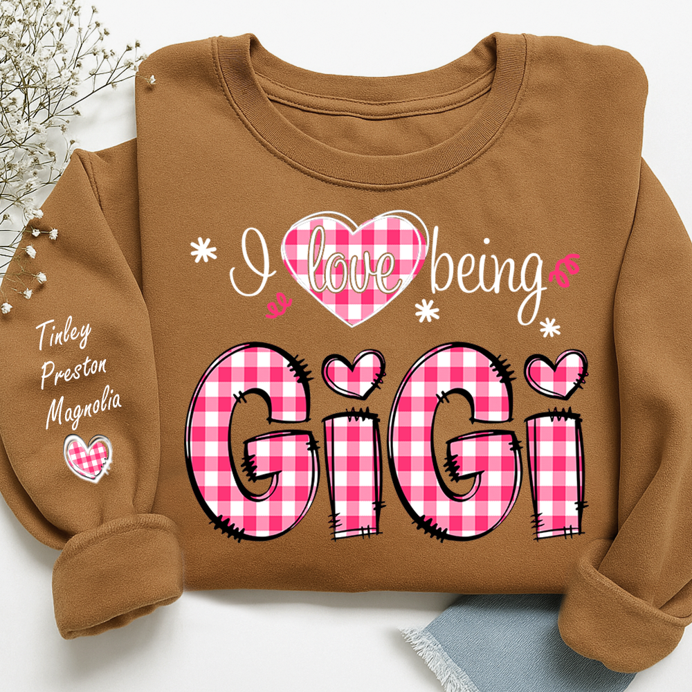 Personalized Grandma Valentine Sweatshirt, Custom Name Family Shirt, I Love Being Gigi Design