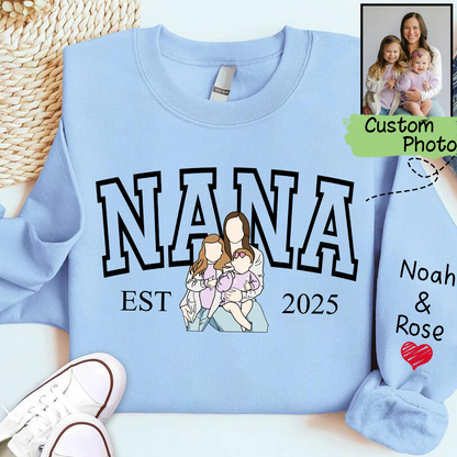 Custom Photo Portrait, Custom Nana And Kids For Family Gifts