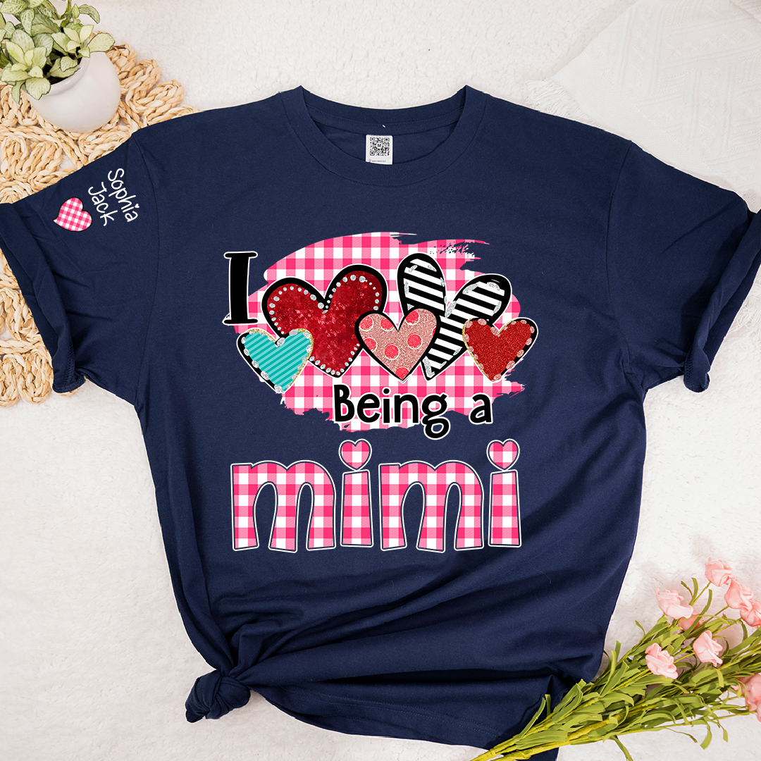 Valentine Mimi Crewneck T-shirt, Cute Heart Family Love Design, For Gift Grandma And Kids