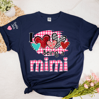 Valentine Mimi Crewneck T-shirt, Cute Heart Family Love Design, For Gift Grandma And Kids