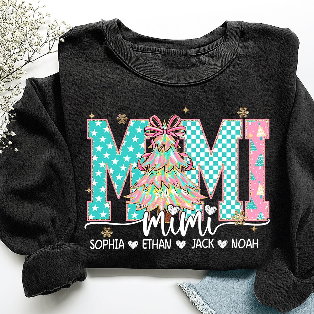 Mimi Christmas Shirt, Custom Grandma Sweatshirt with Grandkids Names