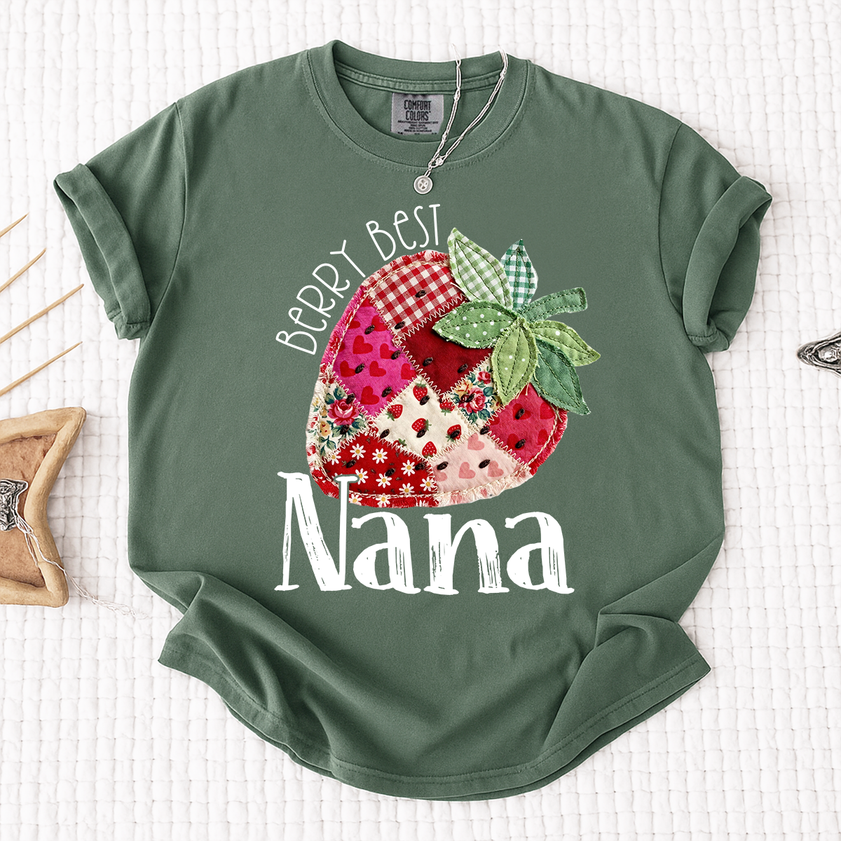 Comfort Colors® Berry Best Nana Shirt, Cute Strawberry Patchwork Design for Grandmother Gift