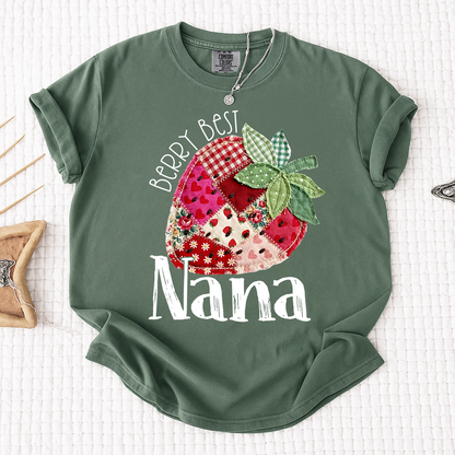 Comfort Colors® Berry Best Nana Shirt, Cute Strawberry Patchwork Design for Grandmother Gift