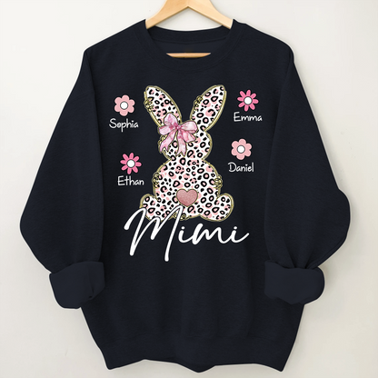 Personalized Nana Bunny Sweatshirt With Kids Names, Easter Gift For Nana