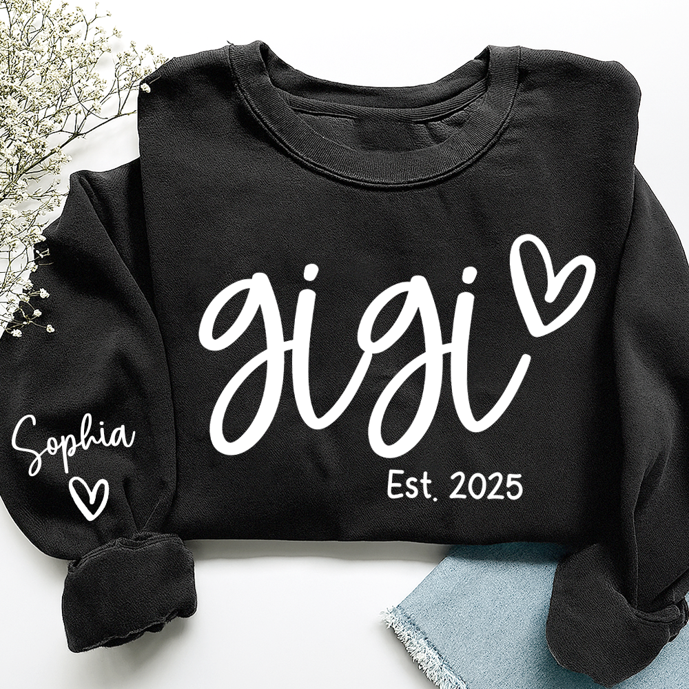 Gigi Sweatshirt with Custom Names, Heartwarming Gift For Grandma And Kids