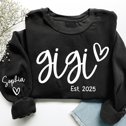 Gigi Sweatshirt with Custom Names, Heartwarming Gift For Grandma And Kids