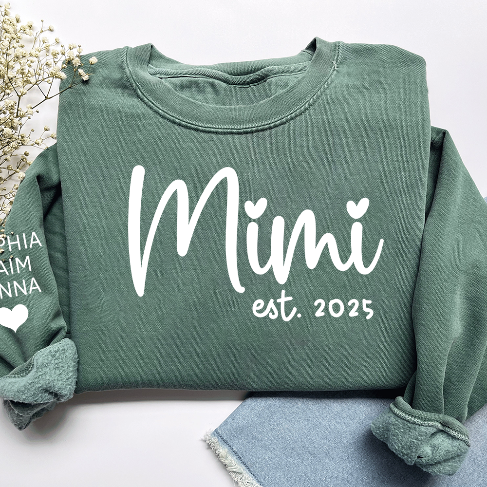 Personalized Mimi Sweatshirt, Custom Est. 2025 Grandma Gift with Kids’ Names