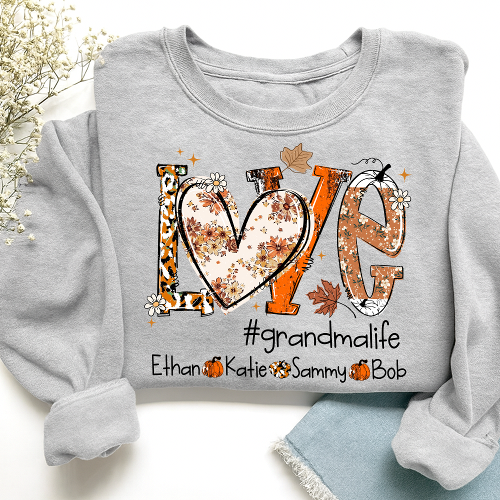 Custom Love Fall, Personalized Halloween for Grandma And Grandkids